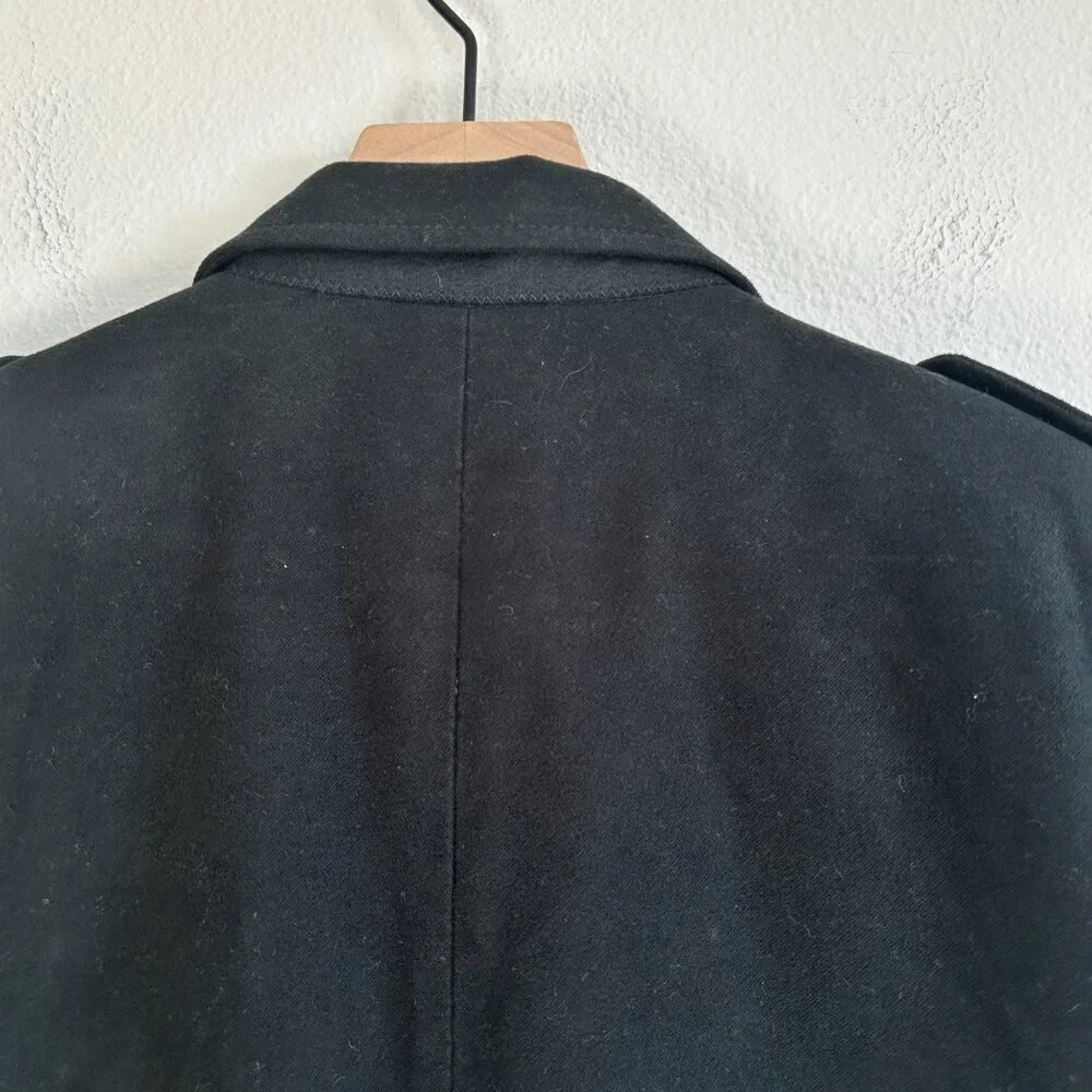 Banana Republic Jacket Black Military Overcoat 3 Button Closure Cotton